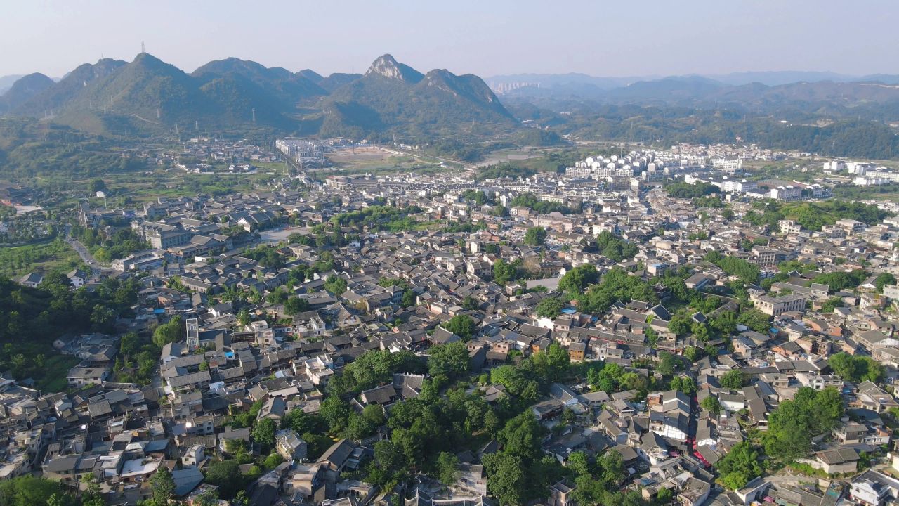 贵州贵阳青岩古镇航拍