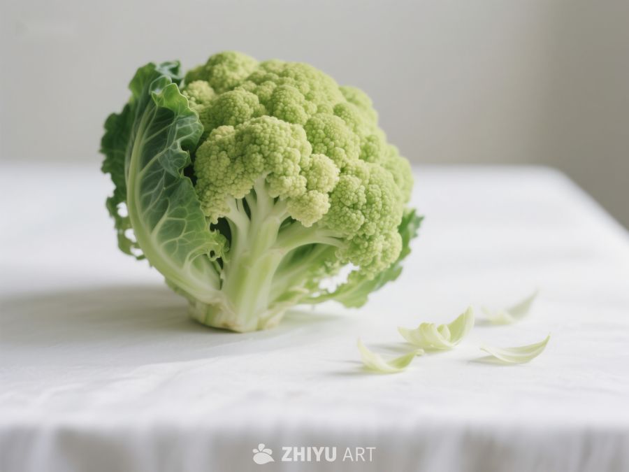 新鲜西兰花静置白色背景 545