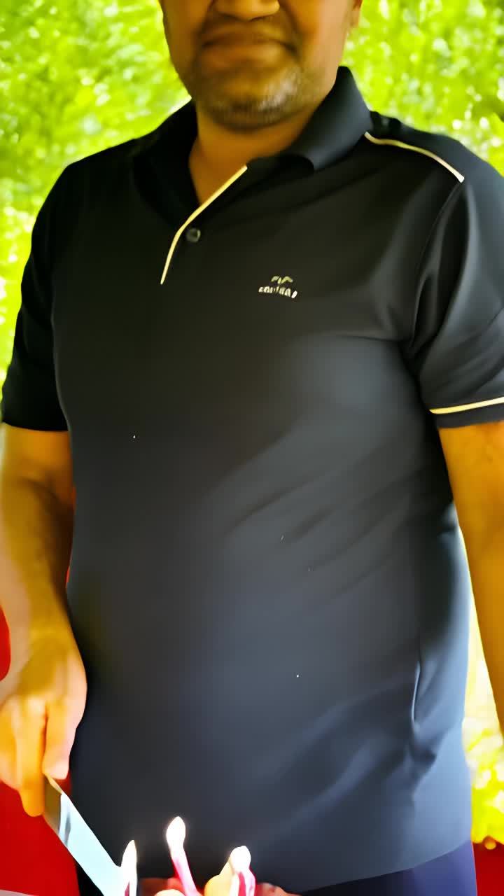 一名男子戴着黑色帽子，穿着黑色polo衫，背景是绿