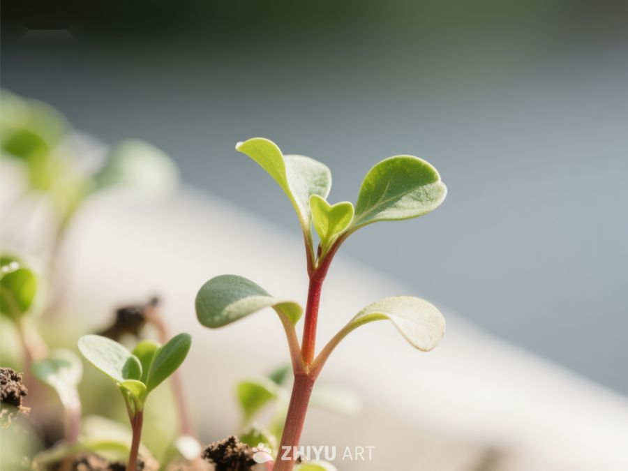 嫩绿幼苗在阳光下生长 201