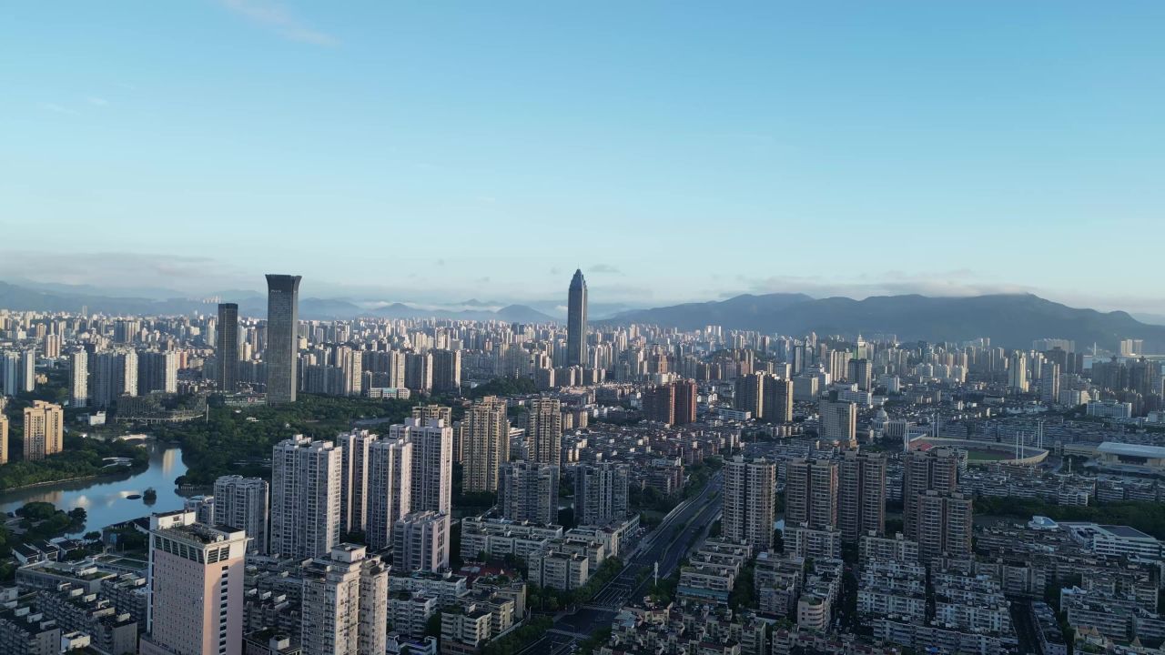 航拍浙江温州城市风光温州建设