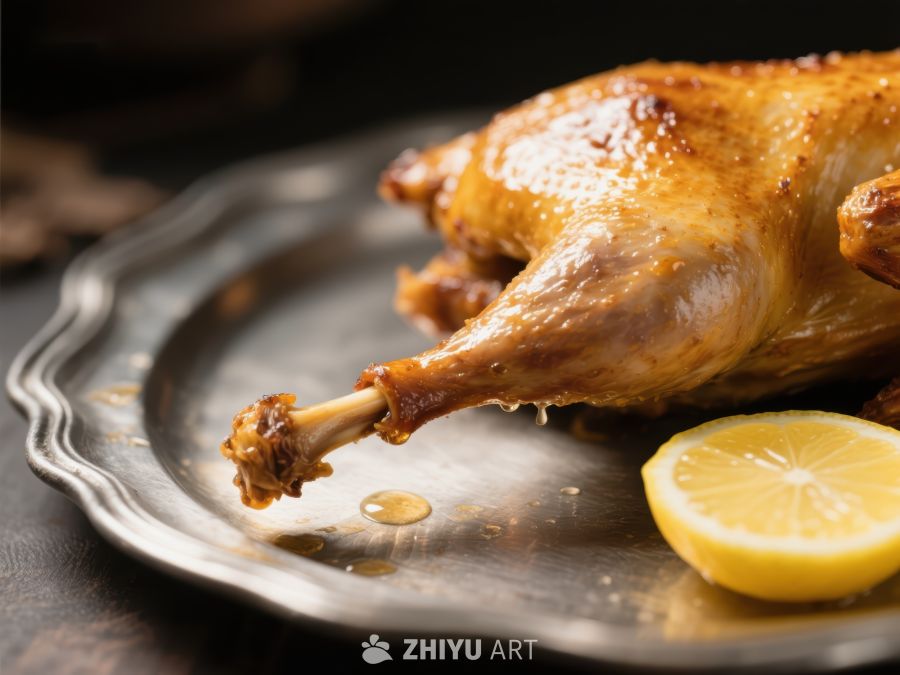 烤鸭配柠檬，盘中美食