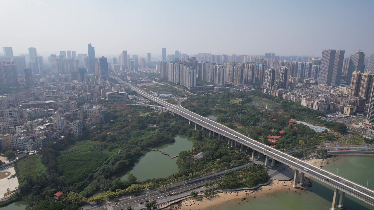 广东湛江中澳友谊公园航拍