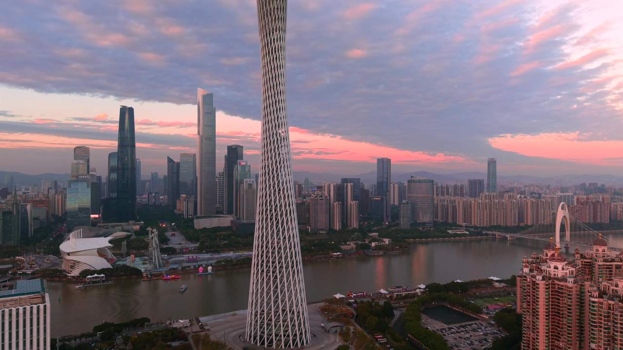 广州塔地标航拍视频4K