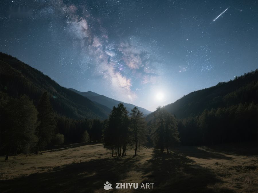 夜空银河与山林剪影 440