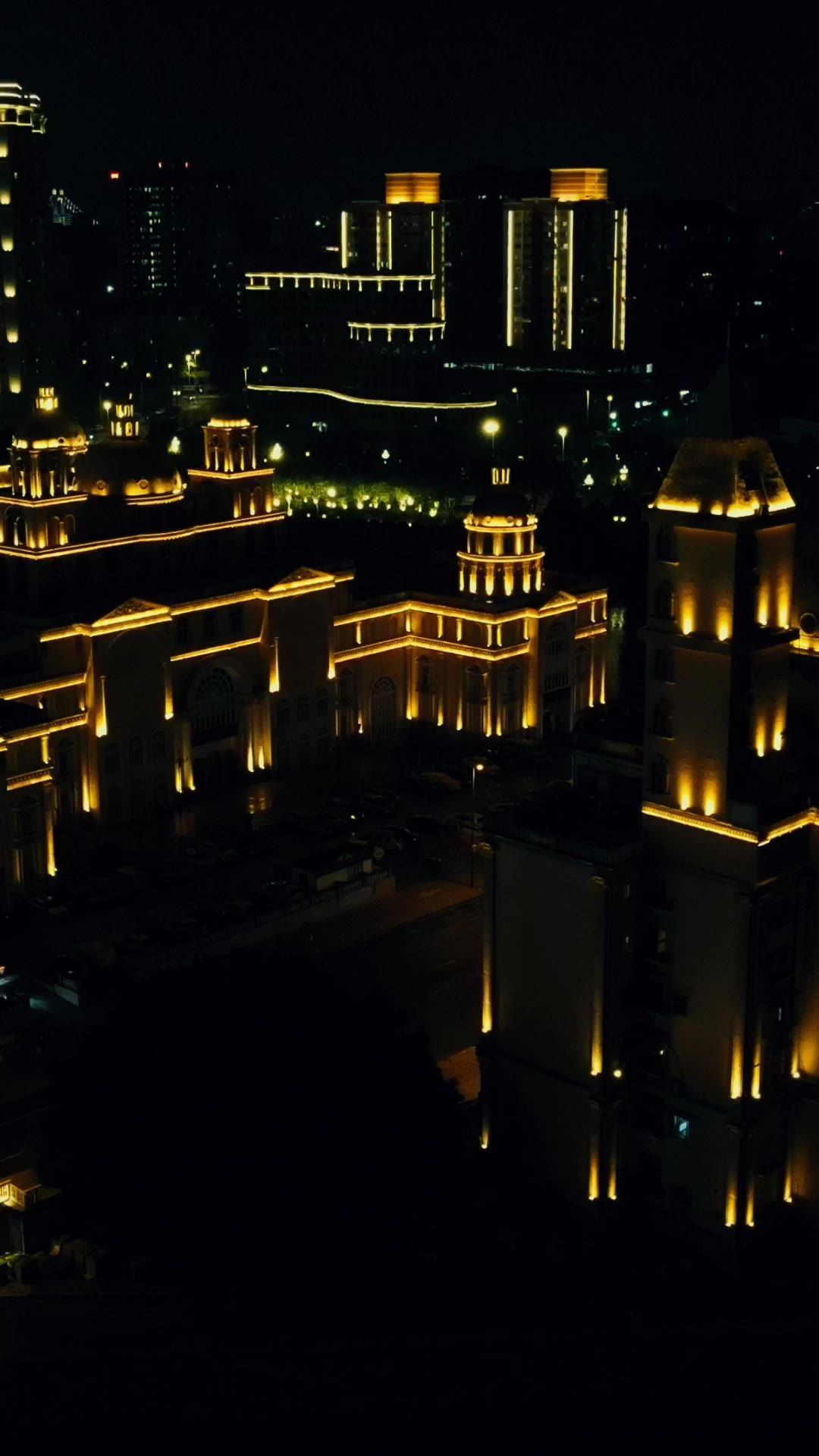 福建福州城市夜景竖屏航拍