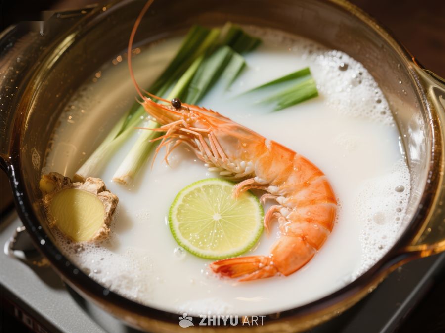 椰奶虾汤锅，清新美味 823