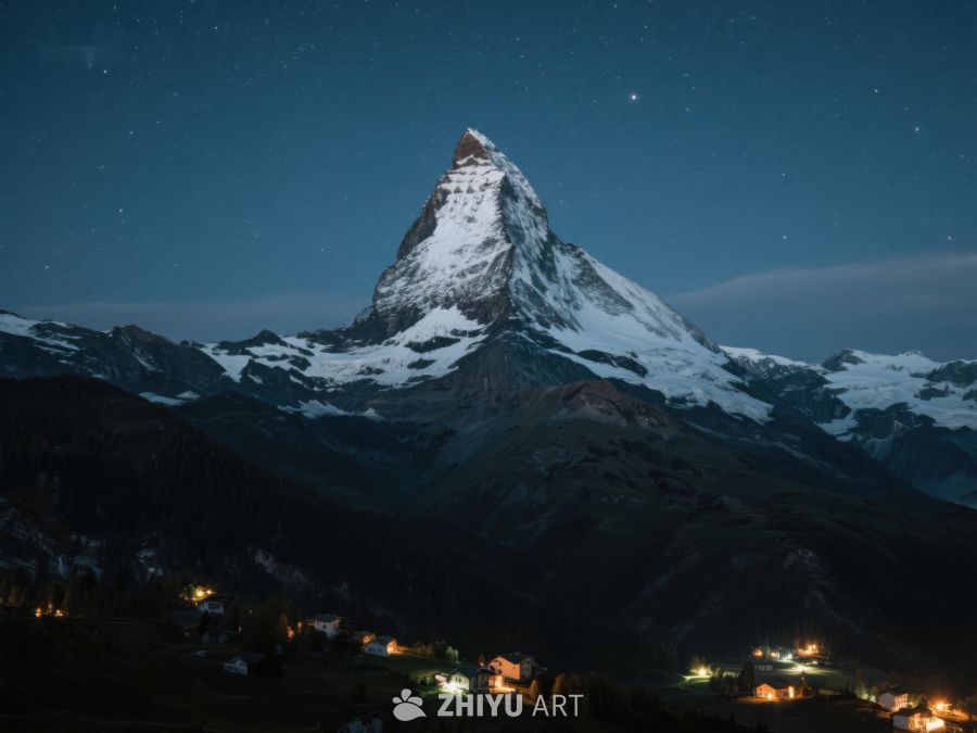 夜幕下的雄伟雪山 517
