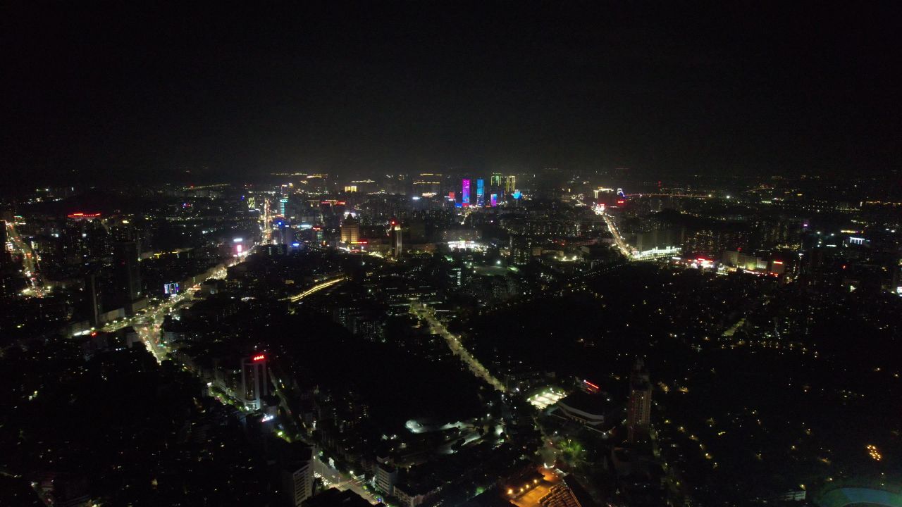 城市夜景灯光万家灯火夜景航拍