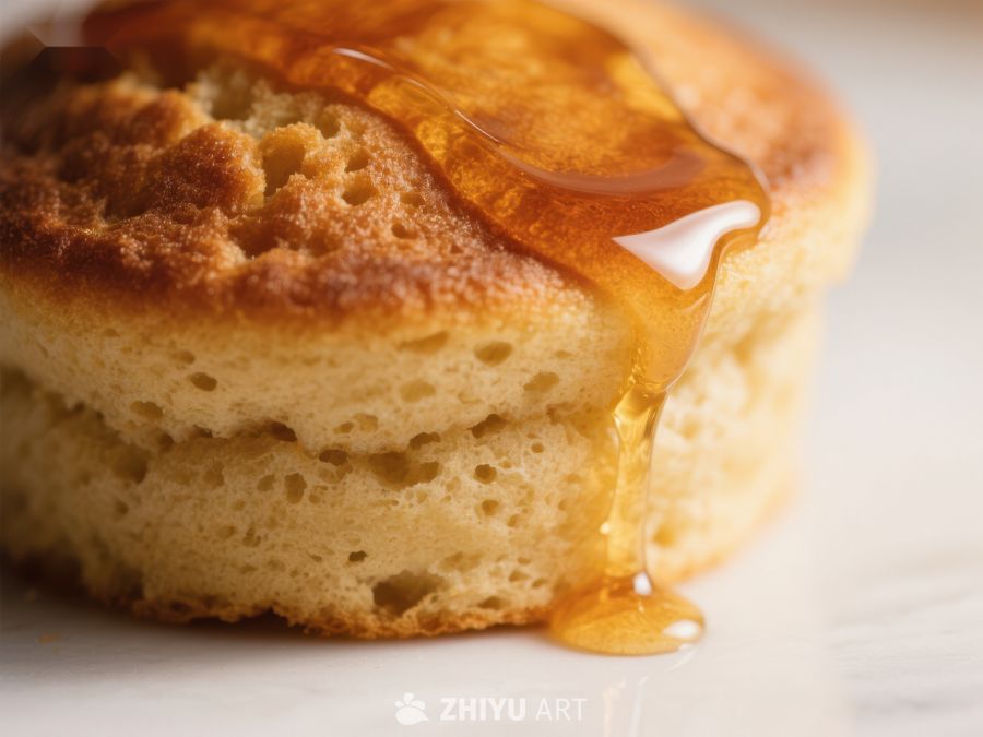 热腾腾的煎饼淋上蜂蜜