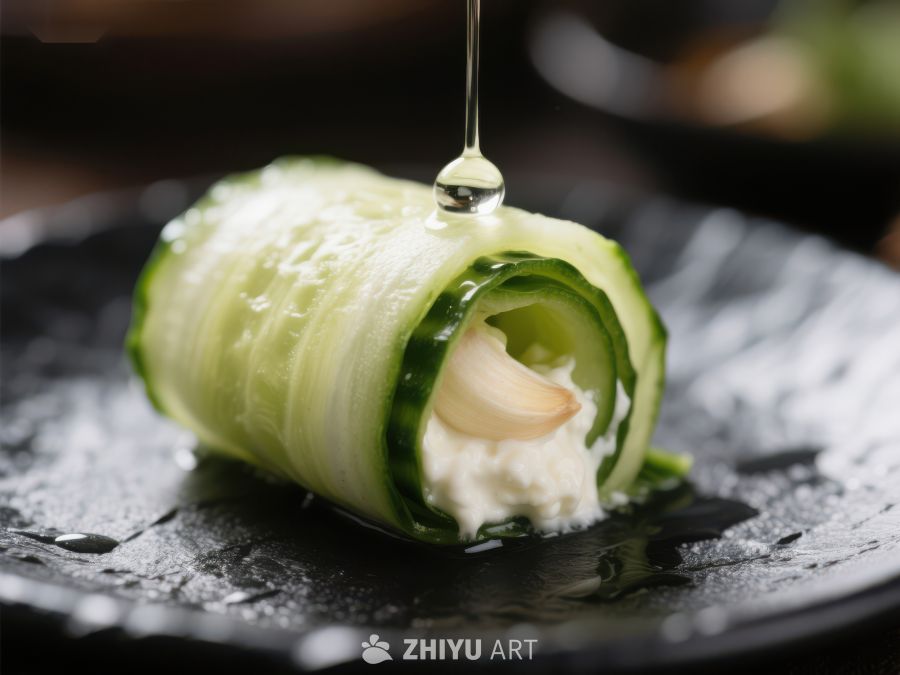 黄瓜卷配奶油，滴油点缀 288