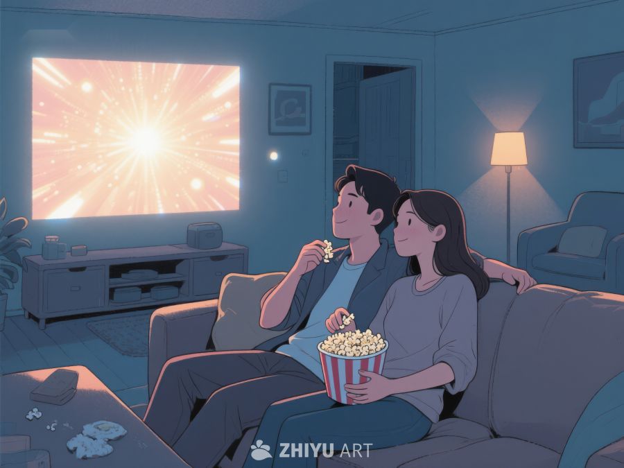 情侣在家观看电影 555