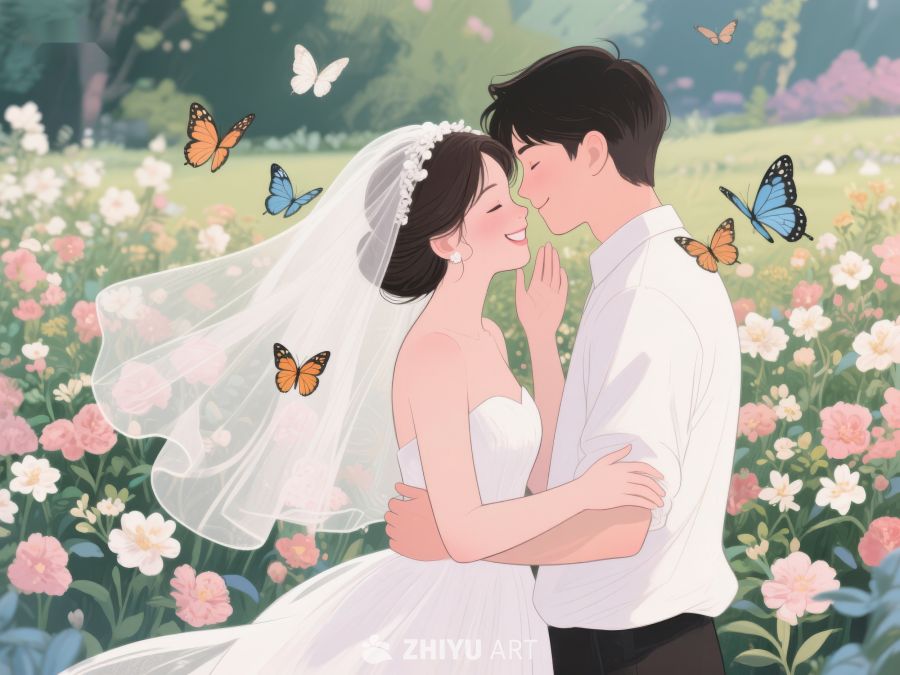 新人在花丛中甜蜜拥吻 956