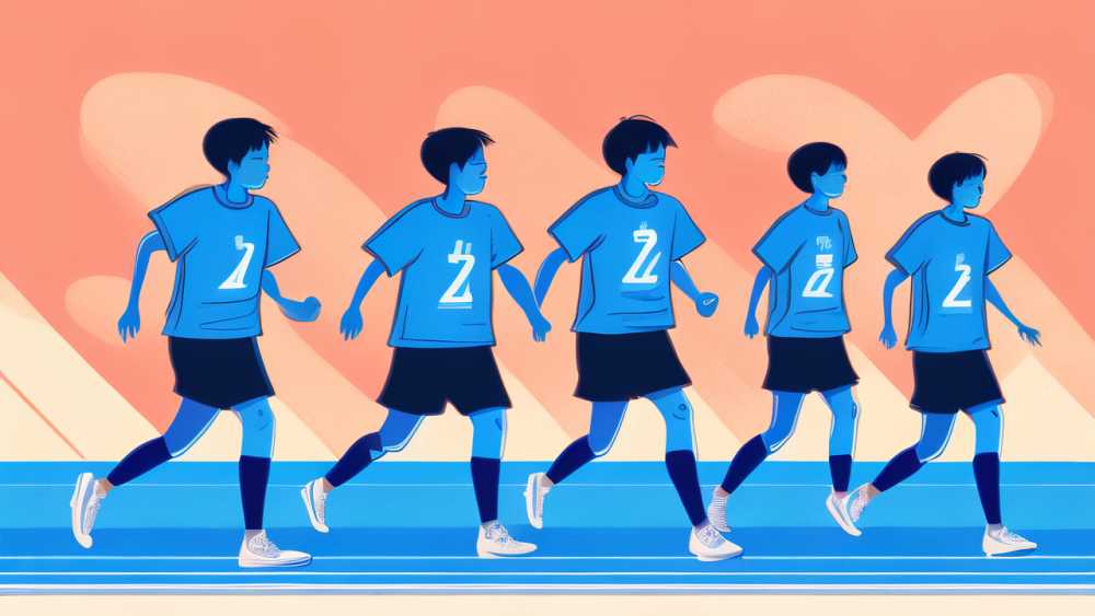 蓝色开学社团运动学生线条插画