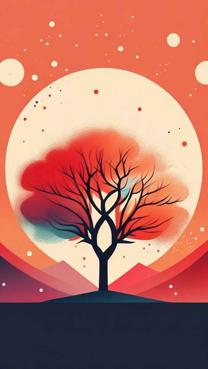 一幅画画着树极简主义 76