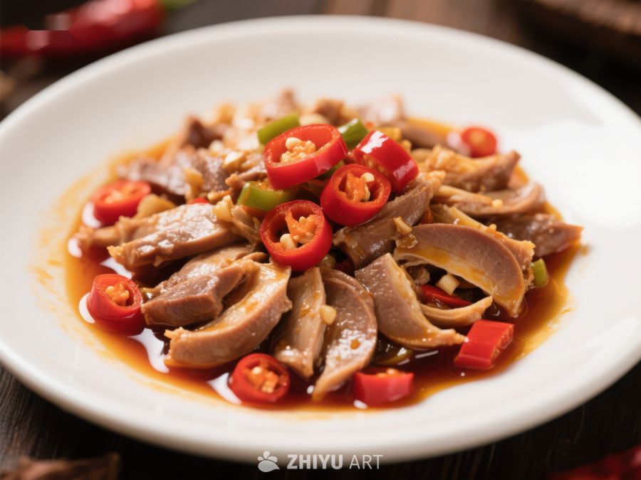 香辣鸡胗配红椒美食 1587