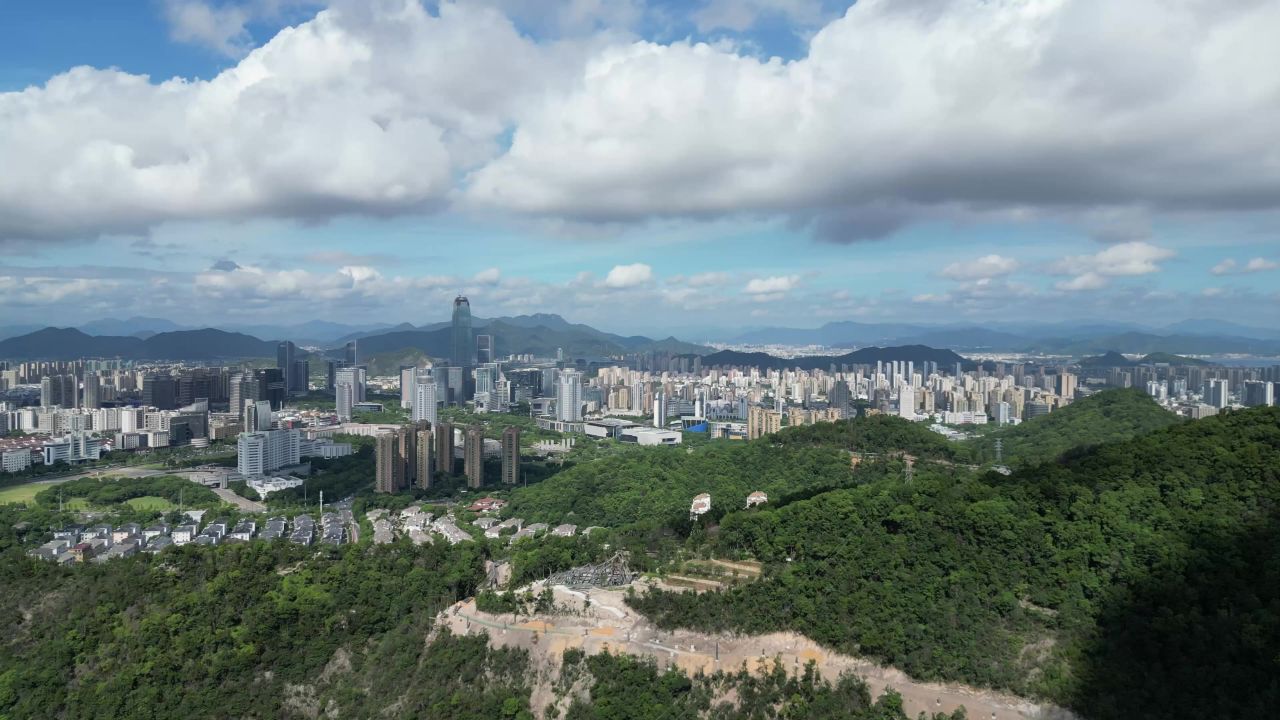 航拍台州大景白云飞瀑公园