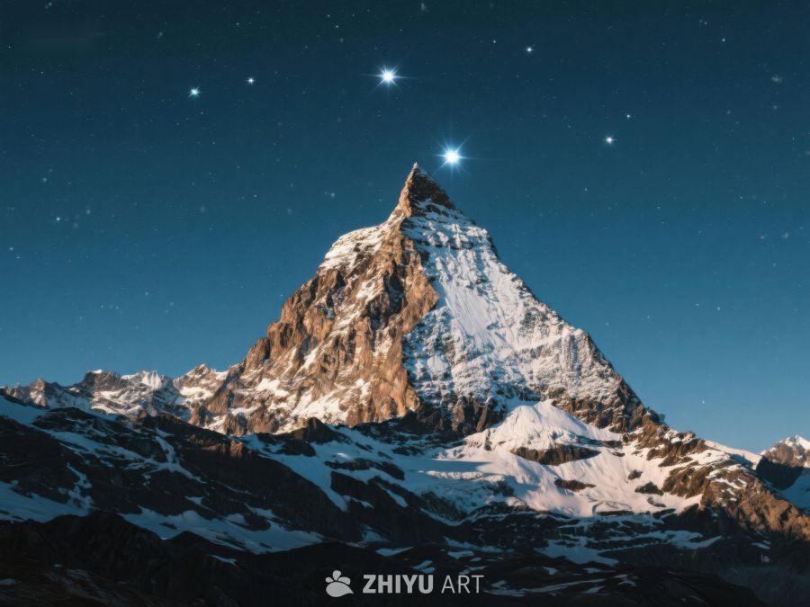 夜空下的雄伟雪山 392