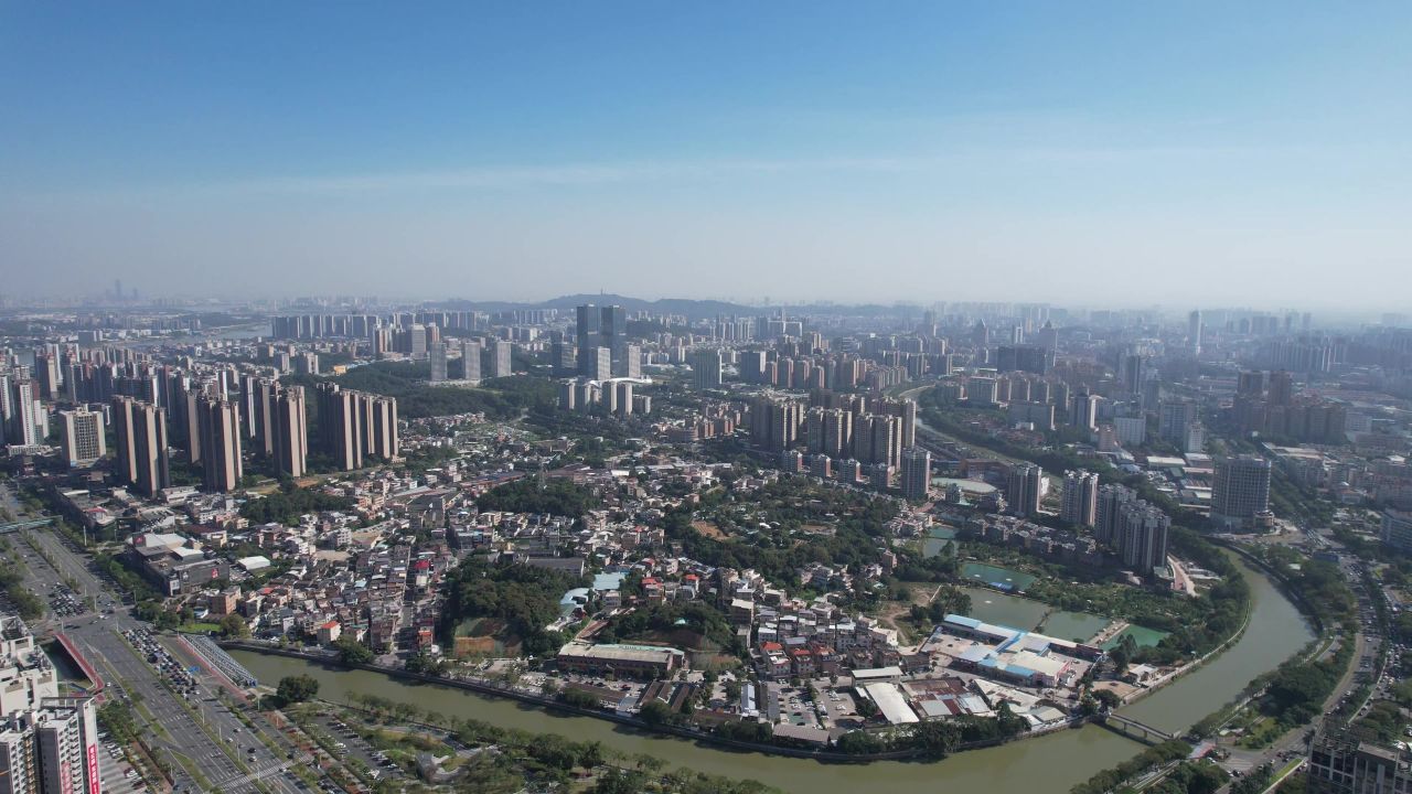 广东江门城市大景航拍