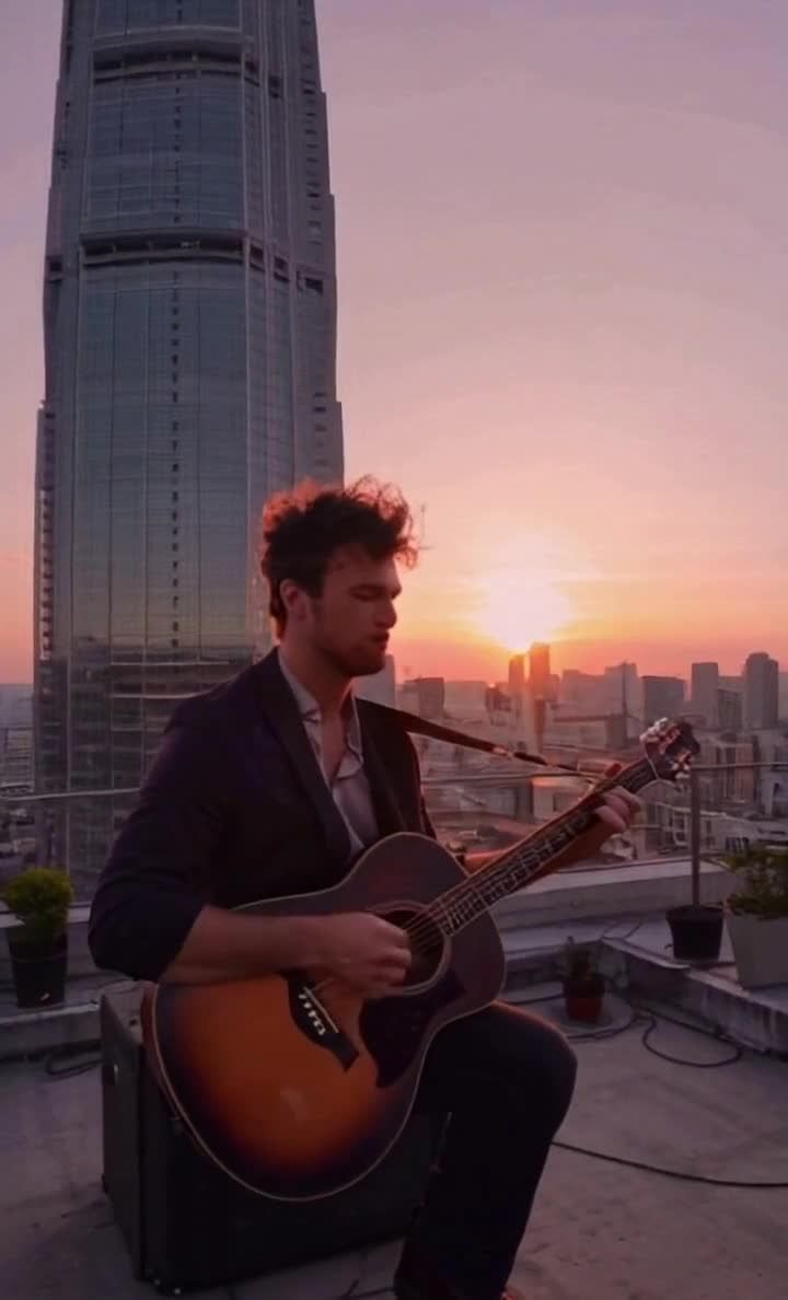 屋顶夕阳吉他：城市天际线的背景音乐