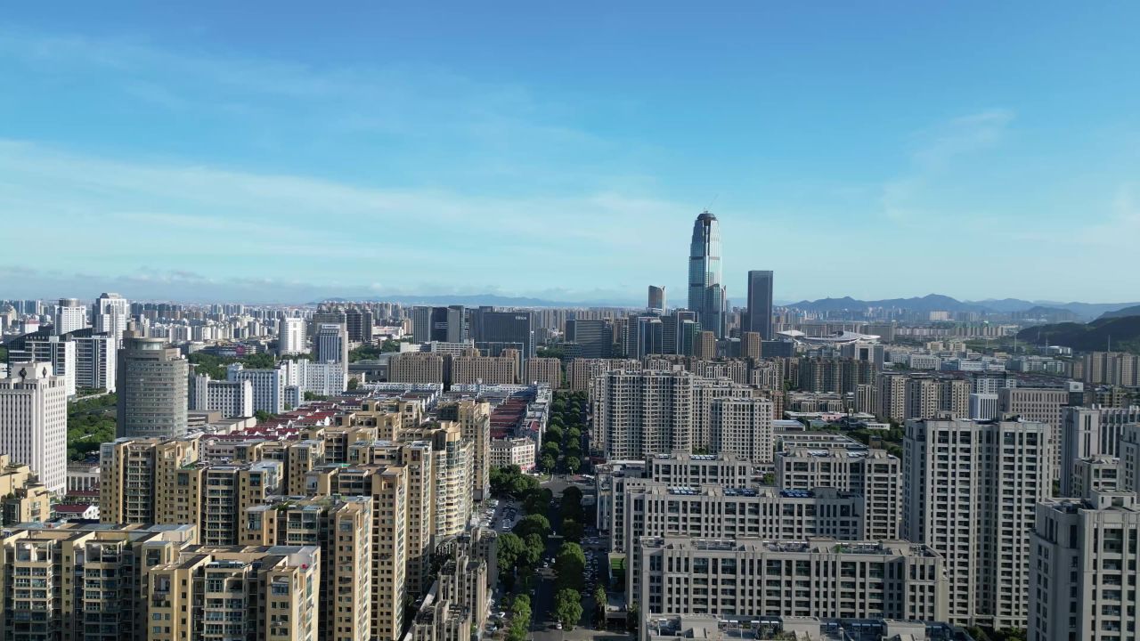 航拍浙江台州城市建设台州风光 