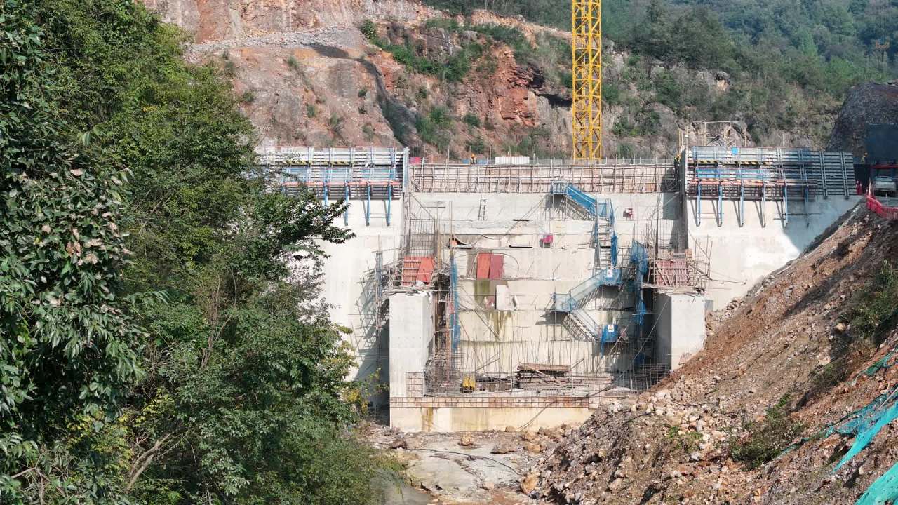 桥梁施工现场航拍