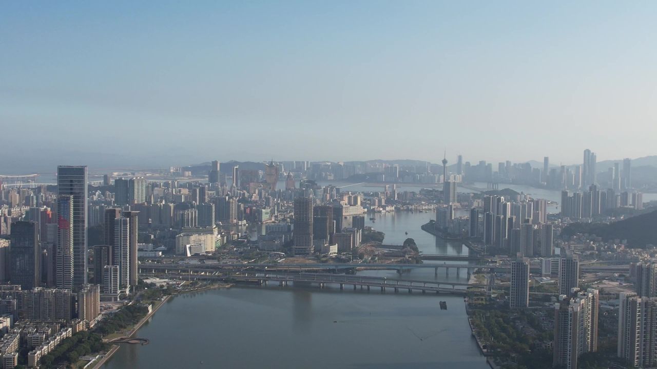 广东珠海城市风光交通建筑航拍