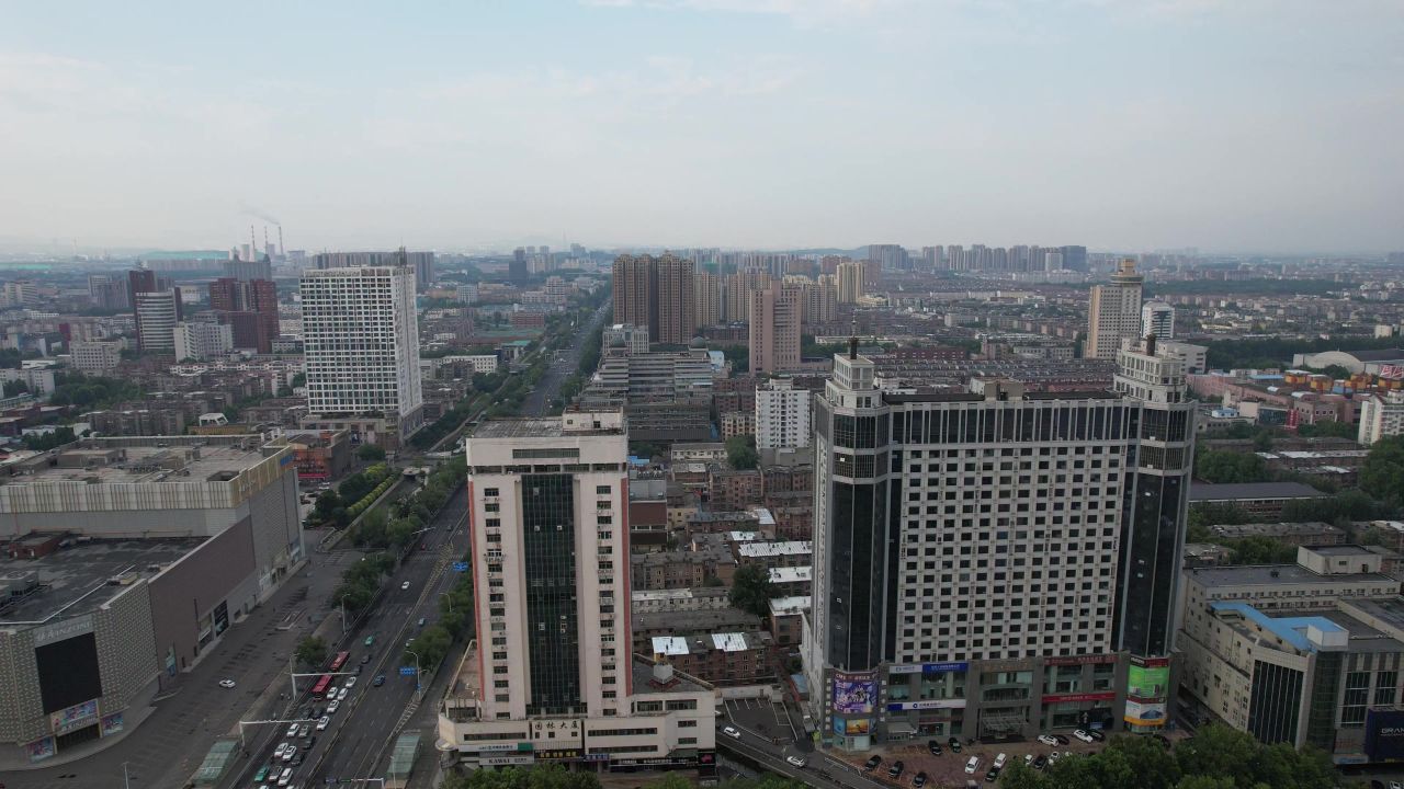 山东淄博城市建设航拍  