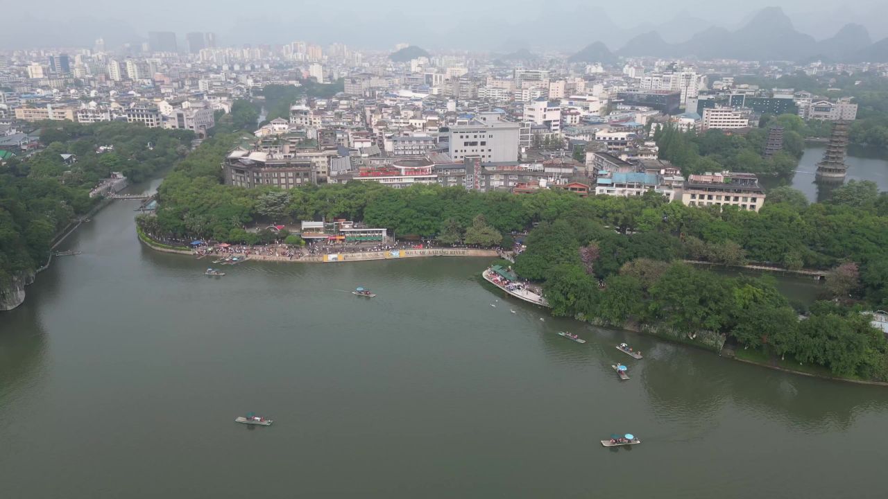 广西桂林山水风光航拍 