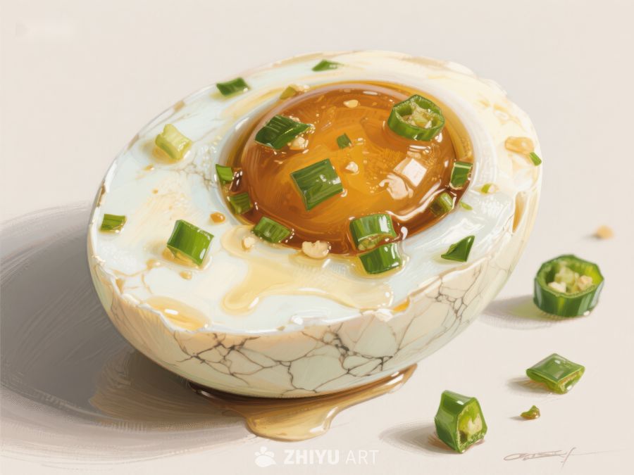 蛋黄酱配青椒点缀的美食 107