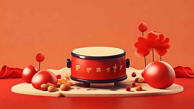 过年春节打太平鼓简约插画 12