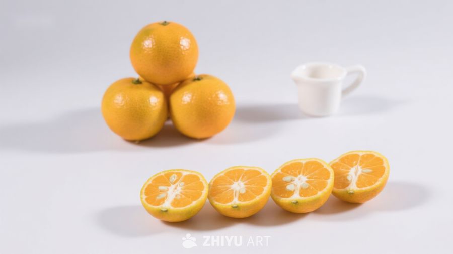 橙子堆叠与切片展示 48