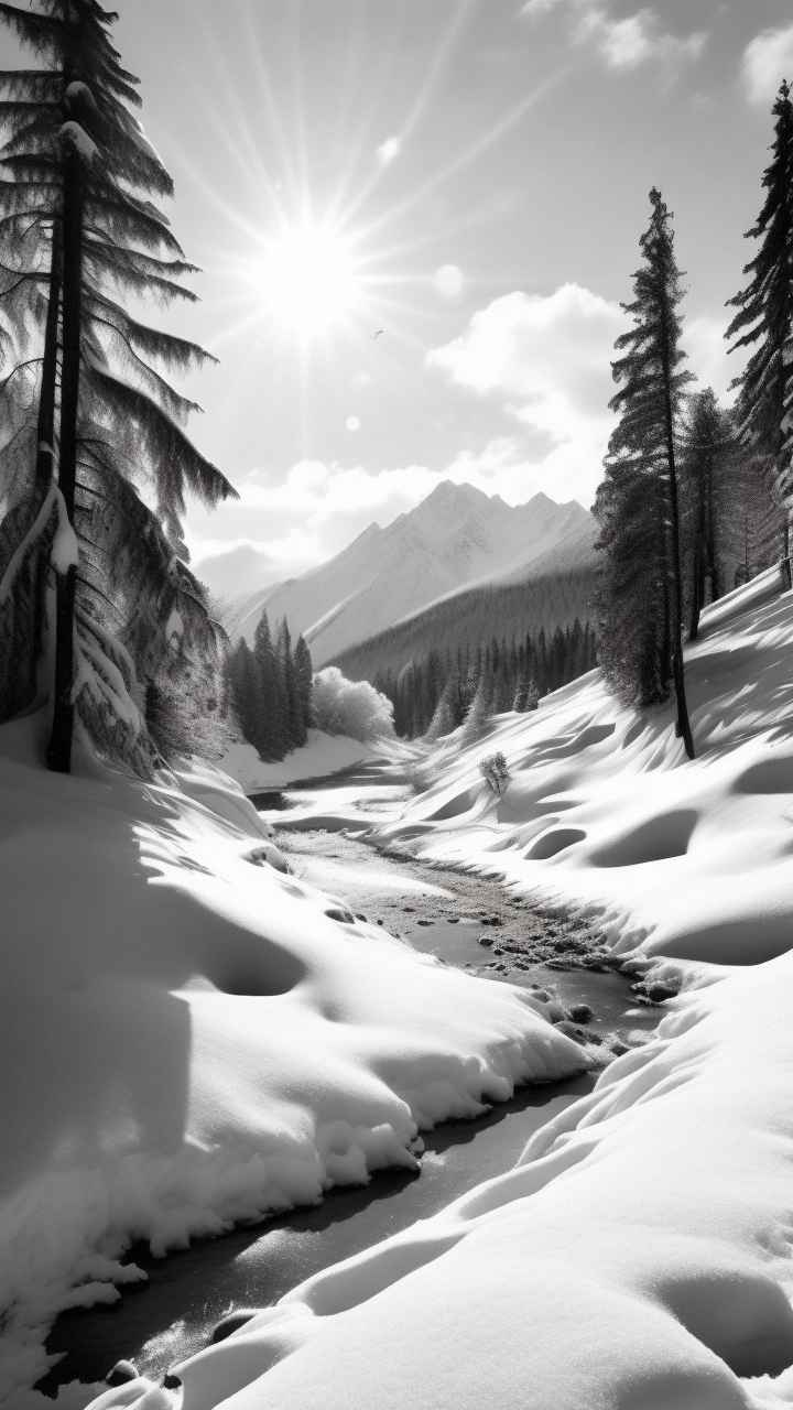 冬季背景图插画雪山雪景 37