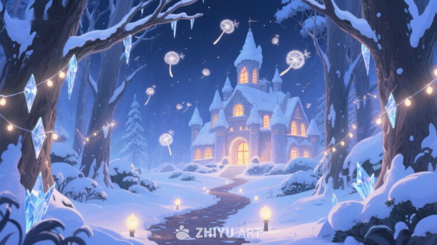 雪夜中的梦幻城堡 494