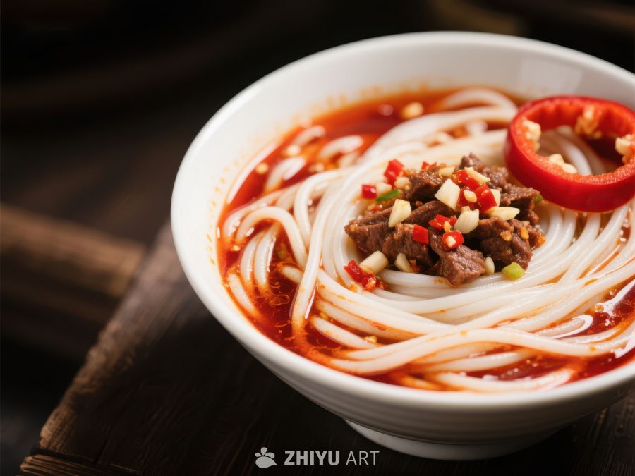 红油米粉配牛肉与辣椒 334