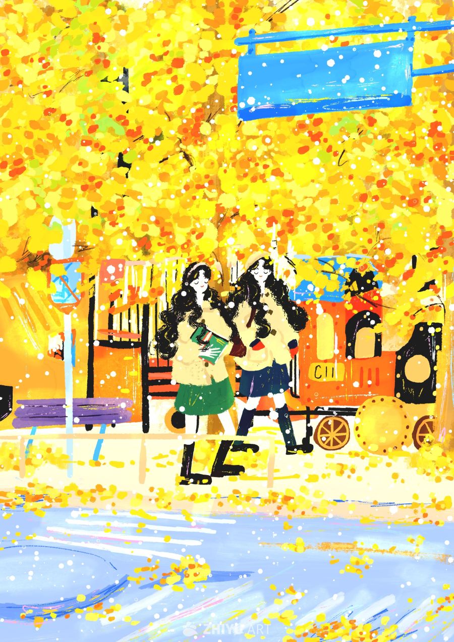 原创治愈插画作品素材四季节气节日自然 115