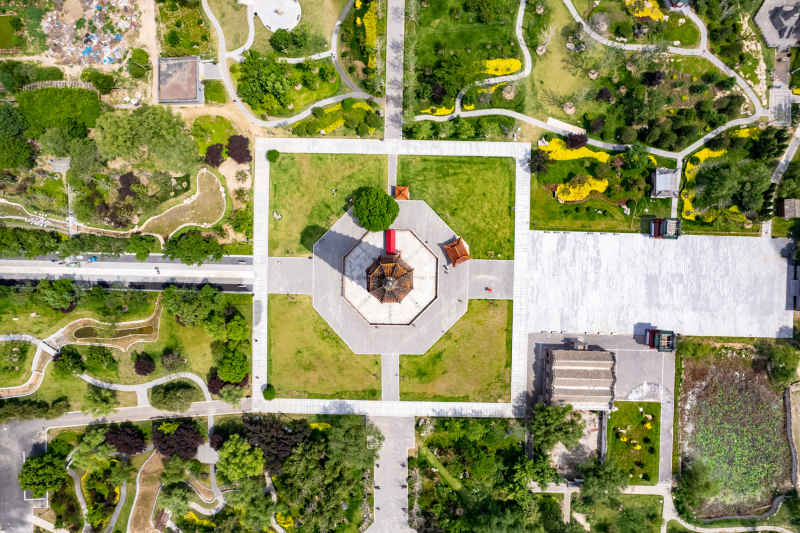 河南开封城市风光地标建筑旅游景区航拍图 
