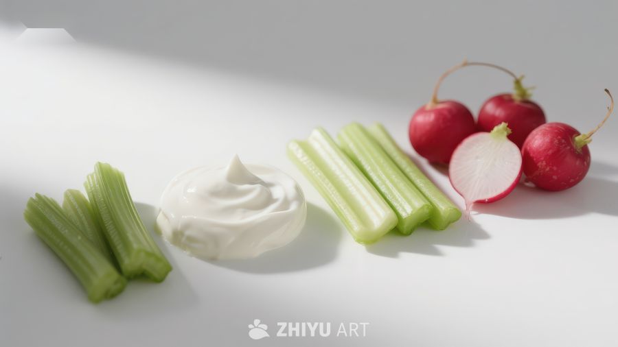 蔬菜与酸奶油摆盘