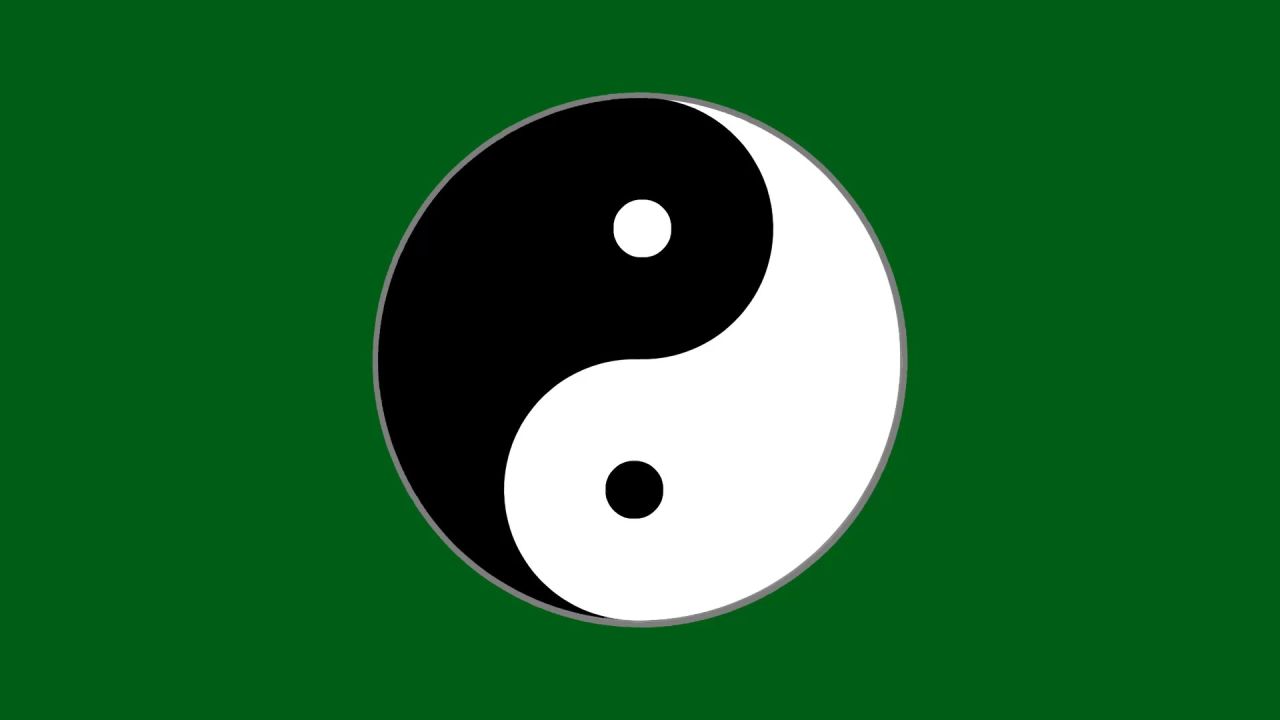 无限循环太极阴阳图旋转动画绿屏抠像合成元素固定镜头
