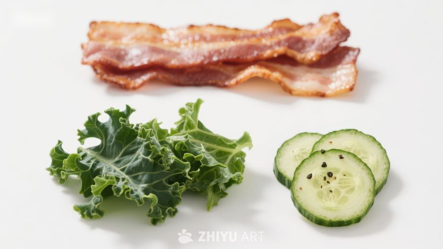 培根羽衣甘蓝黄瓜切片