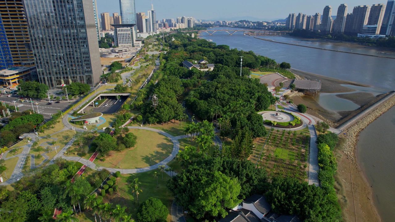 航拍福州闽江公园景观 7