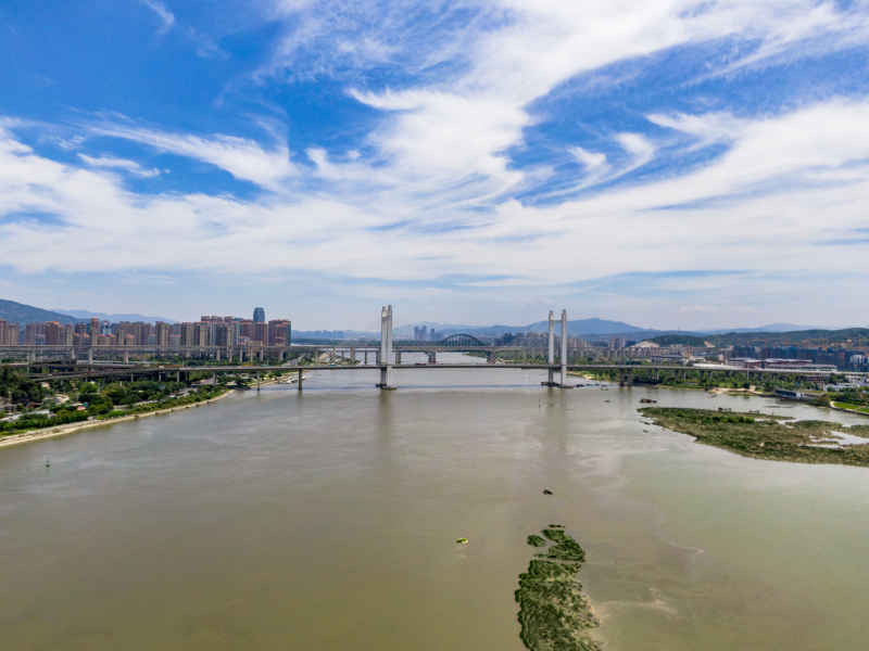 福建福州闽江魁浦大桥航拍摄影图