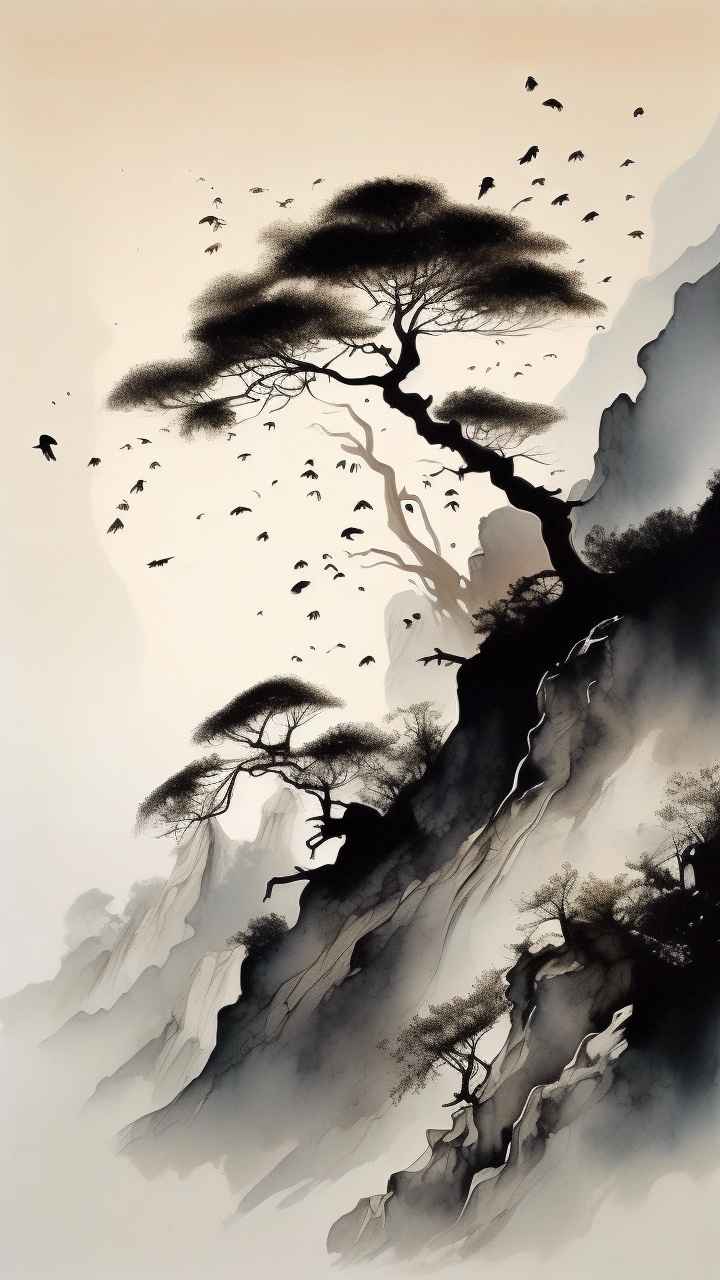 古风山水画唯美背景图 2