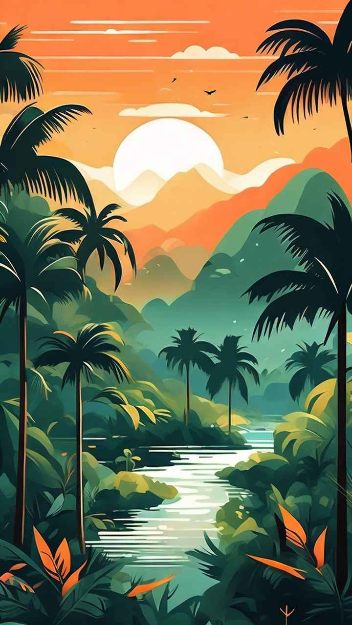 俯瞰热带雨林概念插画 5