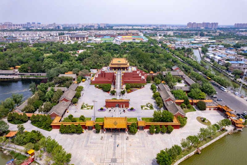 河南开封城市风光地标建筑旅游景区航拍图 