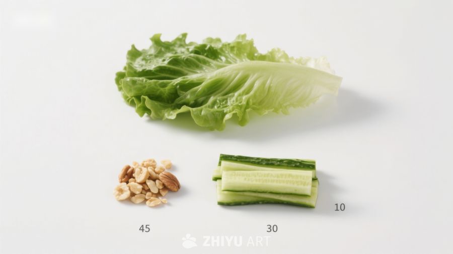 蔬菜与坚果的静物组合