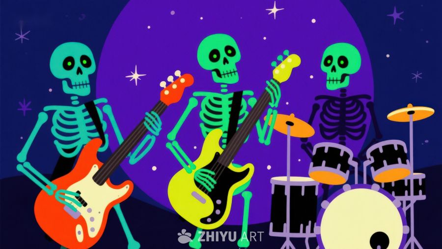 骷髅乐队演奏音乐