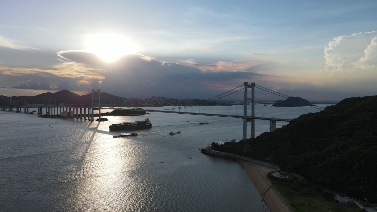 广州珠江口虎门大桥航拍
