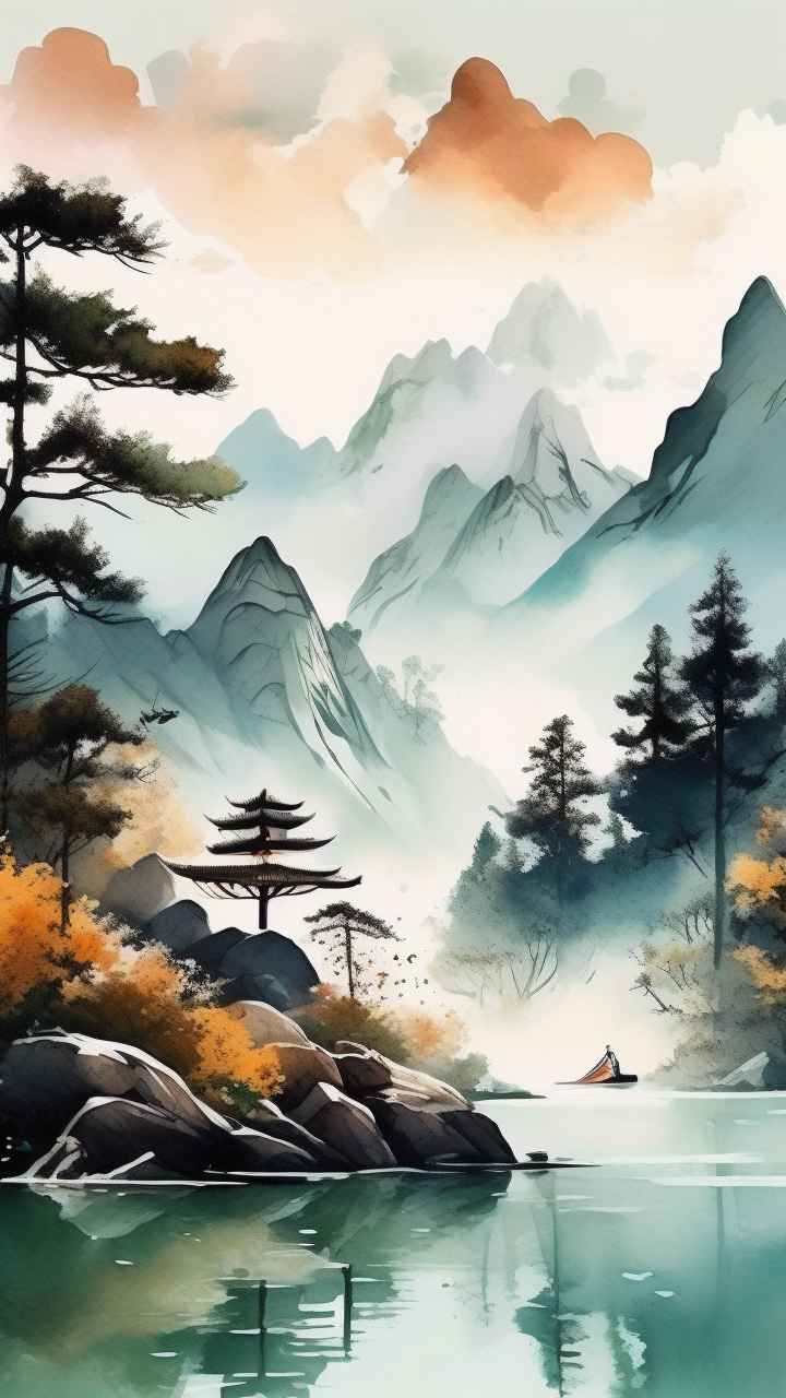 山水画国风背景 73