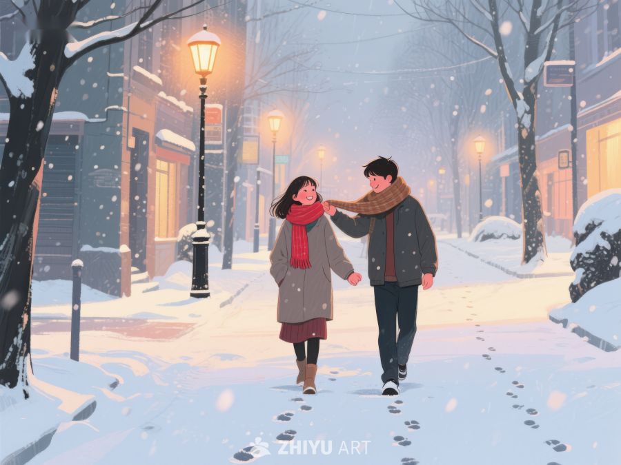 冬日街头的温馨漫步 104